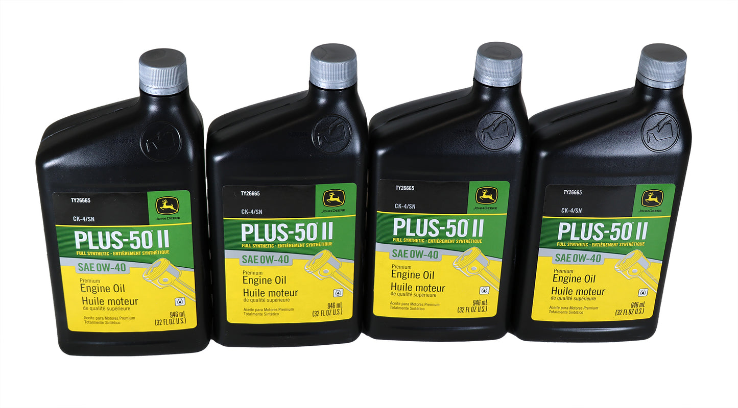 John Deere (4 PACK) Plus-50 II Full Synthetic SAE 0W-40 Engine Oil - TY26665