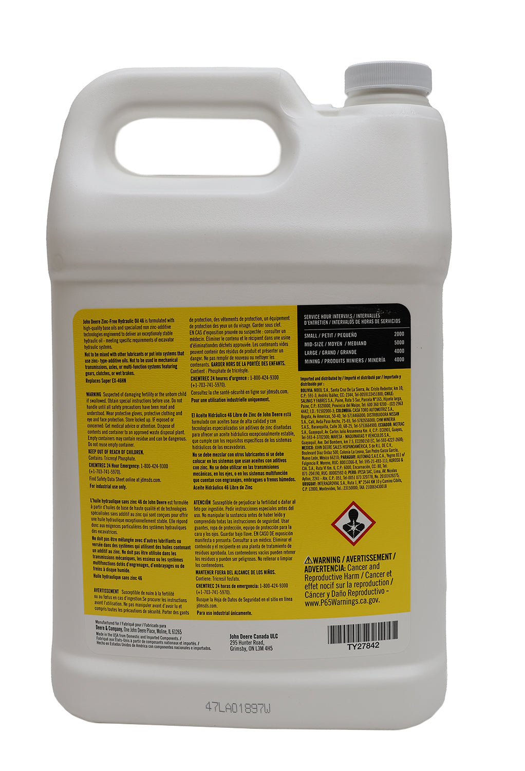 John Deere Original Equipment Zinc-Free Hydraulic Oil 46 - TY27842