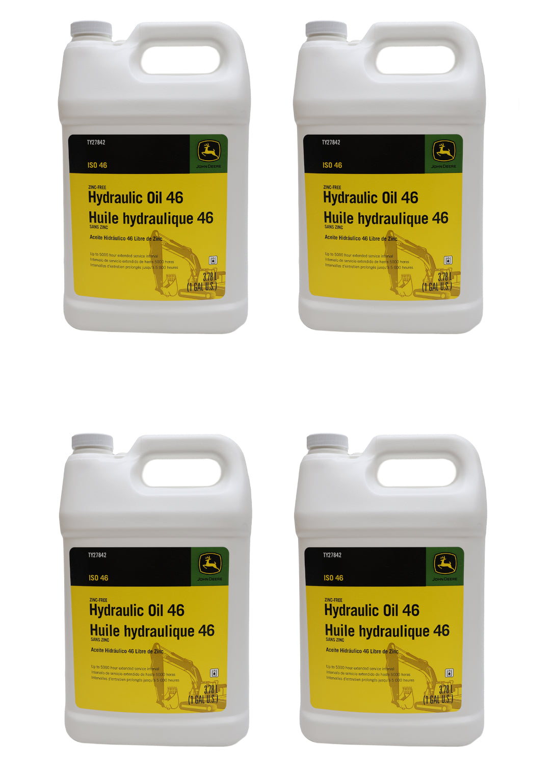 John Deere (4 PACK) Original Equipment Zinc-Free Hydraulic Oil 46 - TY27842