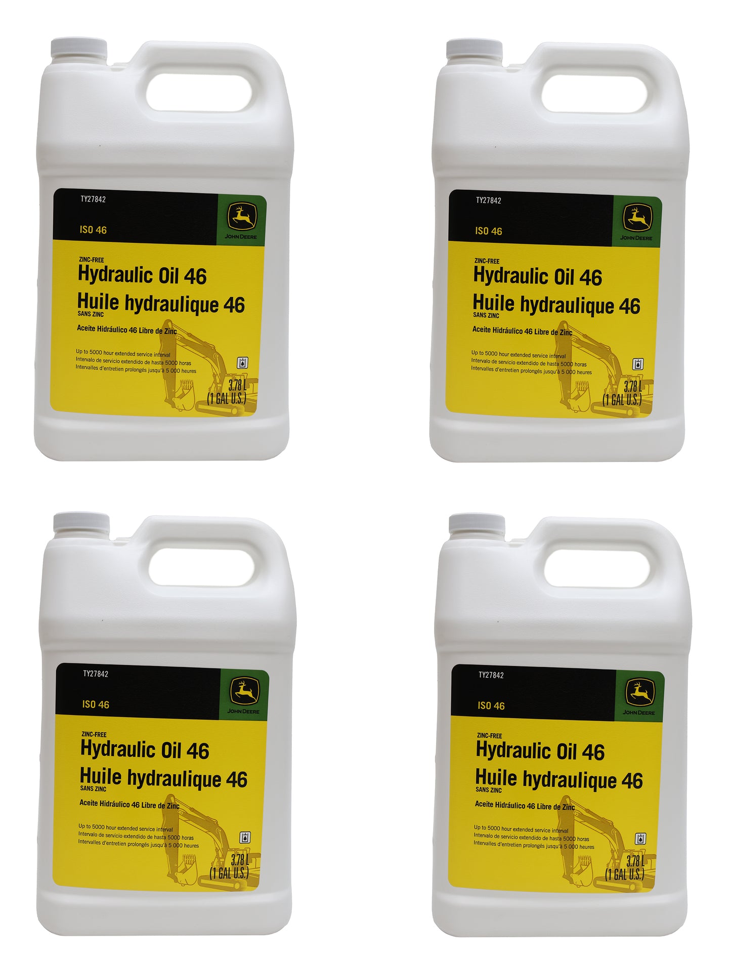 John Deere (4 PACK) Original Equipment Zinc-Free Hydraulic Oil 46 - TY27842