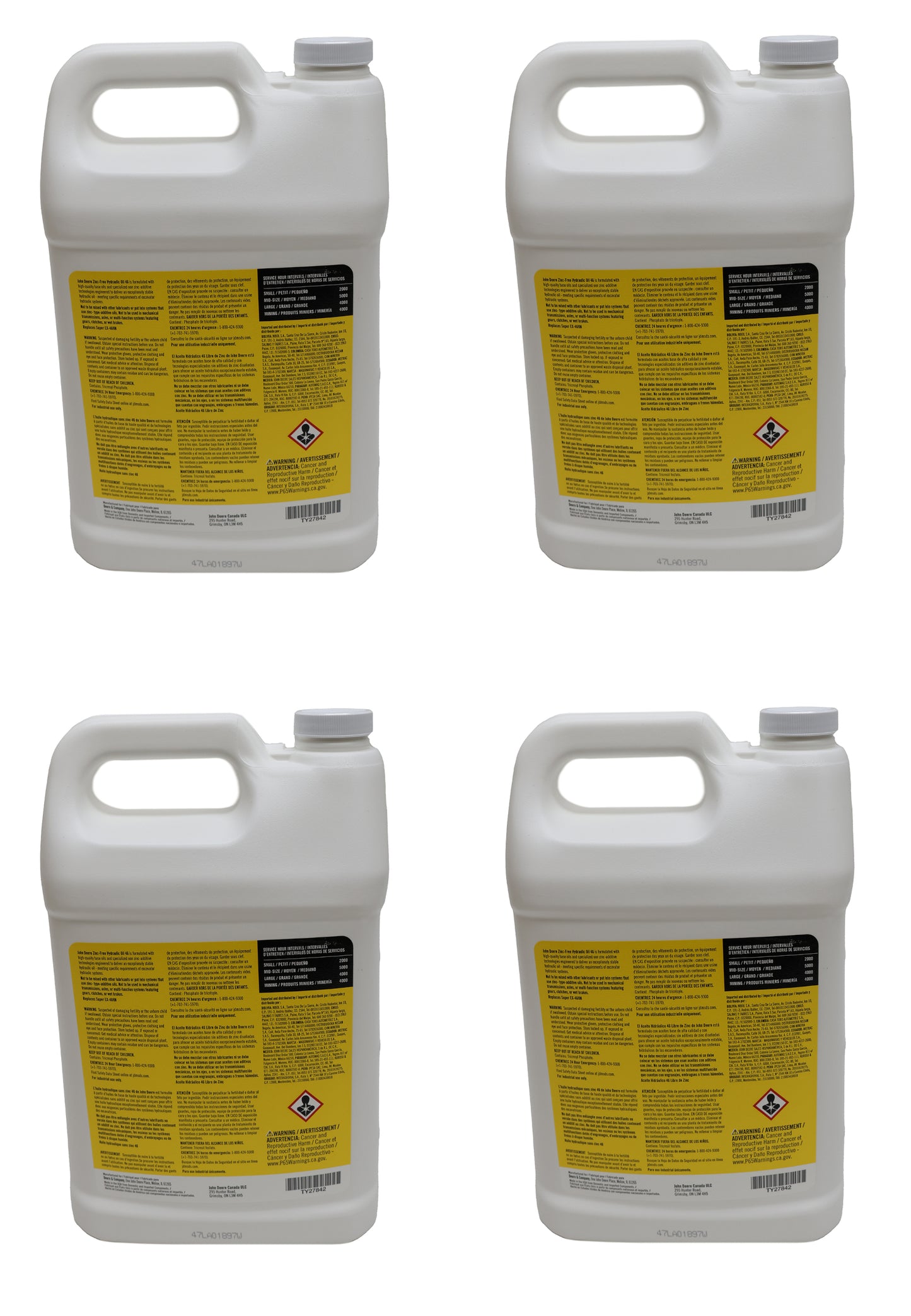 John Deere (4 PACK) Original Equipment Zinc-Free Hydraulic Oil 46 - TY27842