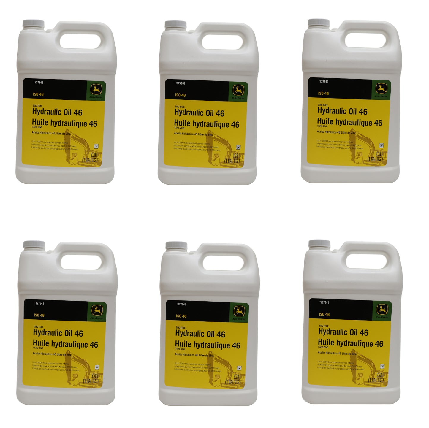 John Deere (6 PACK) Original Equipment Zinc-Free Hydraulic Oil 46 - TY27842