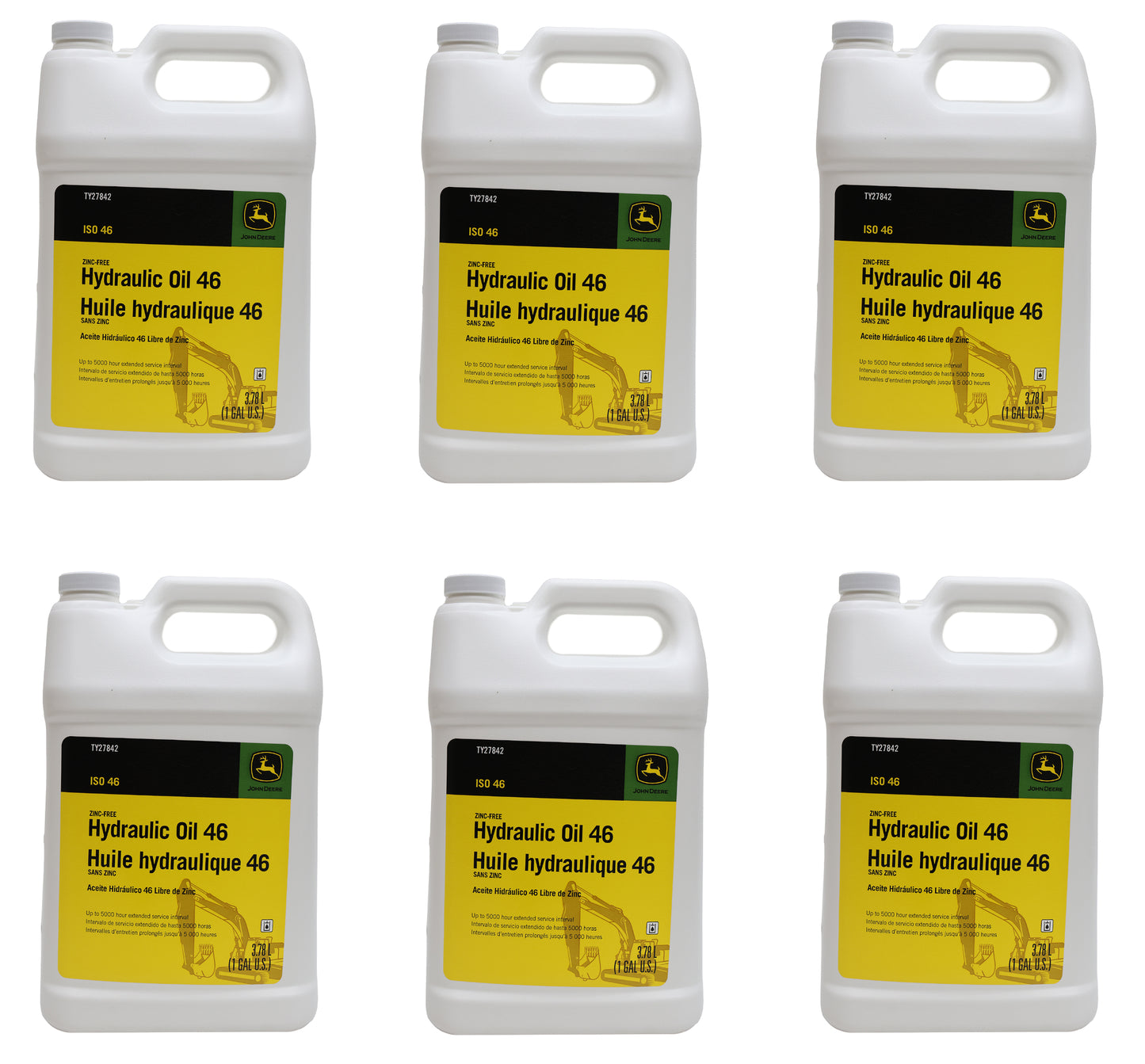 John Deere (6 PACK) Original Equipment Zinc-Free Hydraulic Oil 46 - TY27842