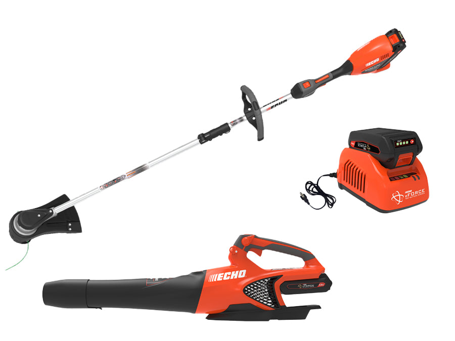 Echo eFORCE 56V Cordless Battery 16 in. String Trimmer and 151 MPH 526 CFM Blower Combo Kit w/ 2.5Ah Battery & Charger 2-Tool - DCP-BVRVS1B