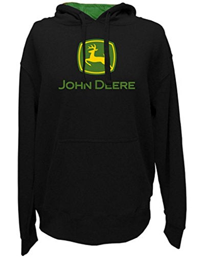 John Deere Men's Trademark Logo Core Hood Pullover Fleece, Black, X-Large - LP36048