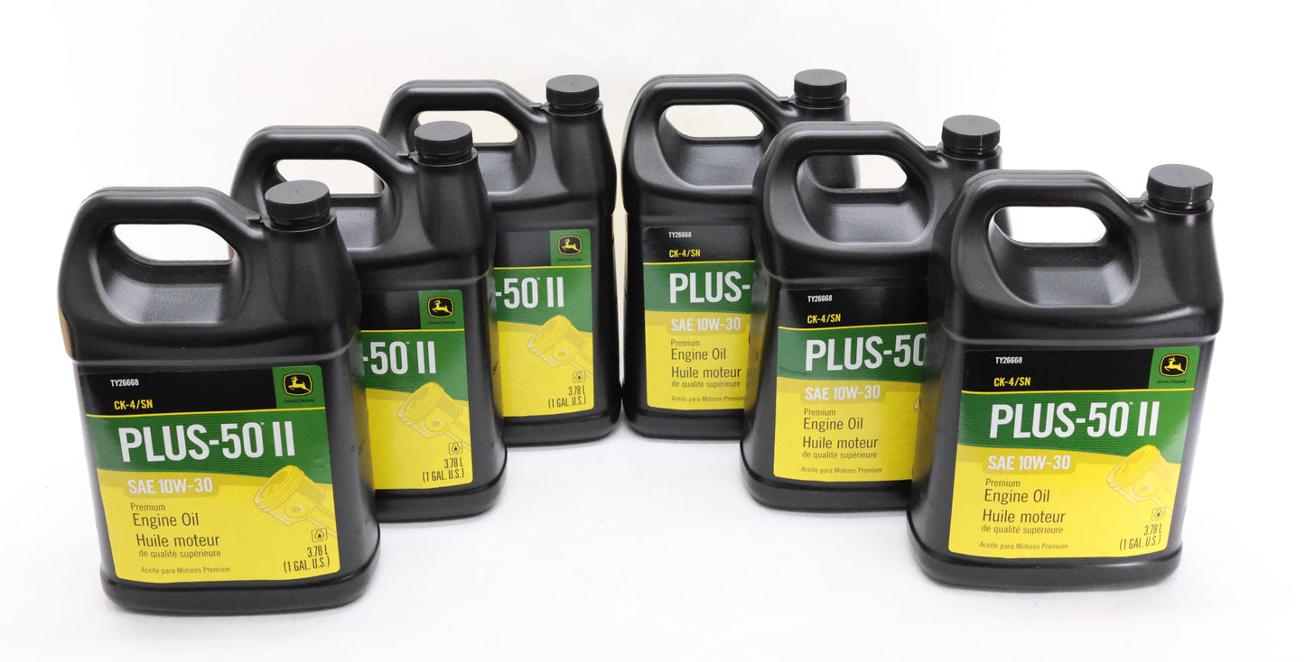 John Deere Original Equipment (6 GALLONS) Plus-50 II SAE 10W-30 Engine Oil - TY26668