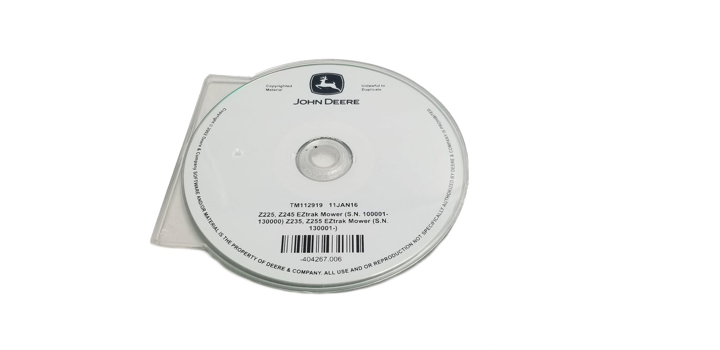 John Deere Z225 & Z245(100001-130000)/ Z235 & Z255 (130001-) Technical CD Manual - TM112919CD