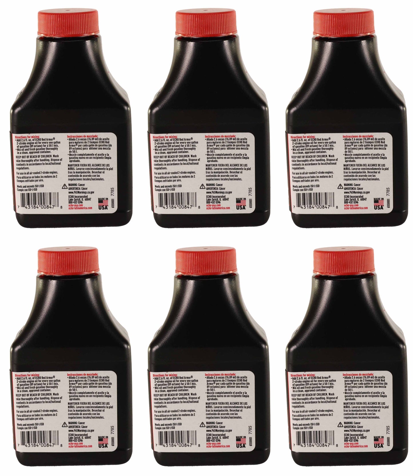 Echo Original Equipment 6-PACK Red Armor 2-Cycle Engine Oil (2.6 fl oz Bottle) - 6550001