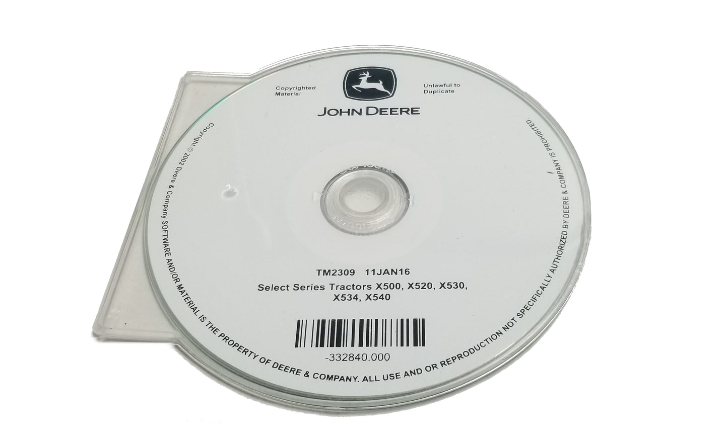 John Deere X500/X520/X530/X534/X540 Select Series Tractors Technical CD Manual - TM2309CD