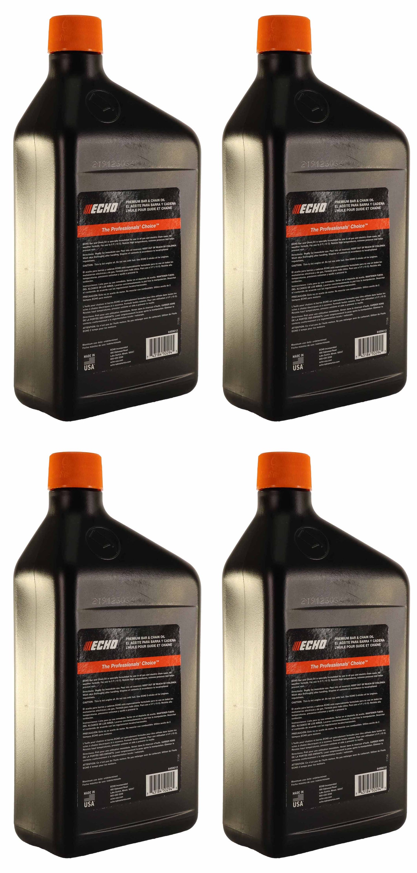 Echo Original Equipment 4-PACK Premium Bar and Chain Oil (1 Quart Bottle) - 6459012