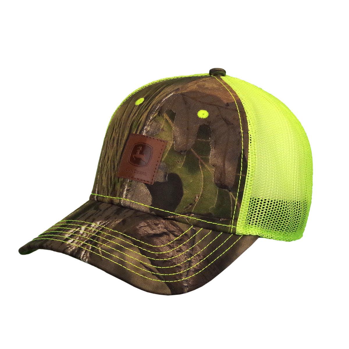 John Deere Men's Mossy Oak Camo & Hi Vis Yellow Hat/Cap - LP73368