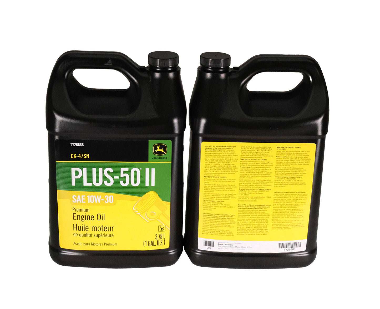 John Deere Original Equipment (2 GALLONS) Plus-50 II SAE 10W-30 Engine Oil - TY26668