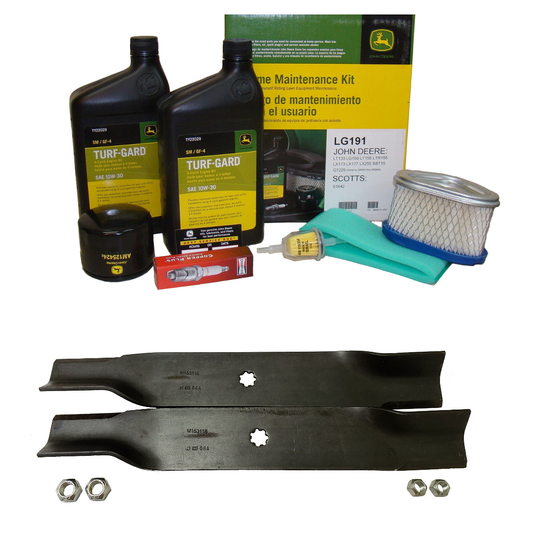 John Deere Original Equipment Model LX255 Maintenance Kit + Standard Blades