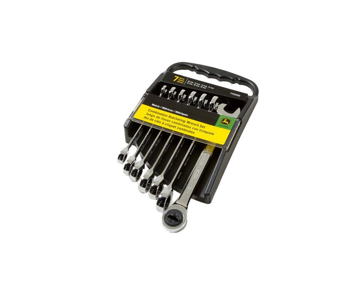 7 Piece John Deere Metric Offset Ratcheting Combination Wrench Set - TY26999