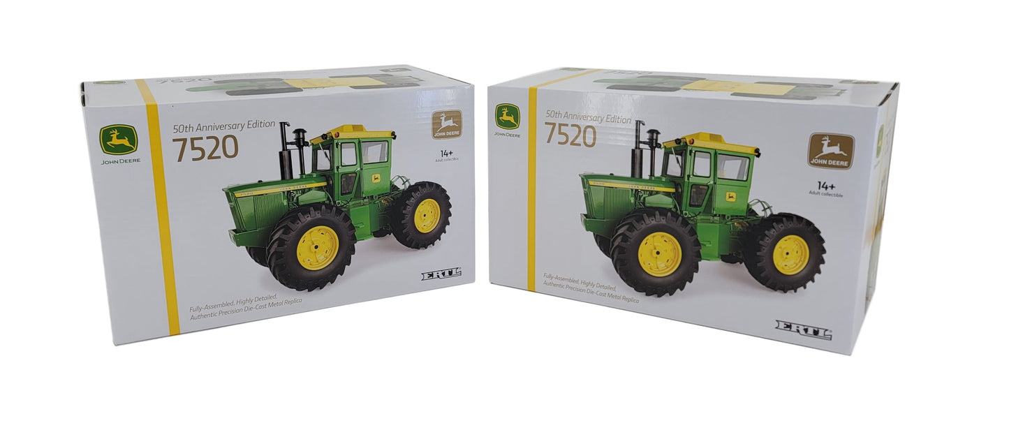 1/16 John Deere (SET OF 2) "50th Anniversary Edition" 7520 Precision Tractor Toy - LP82780,2