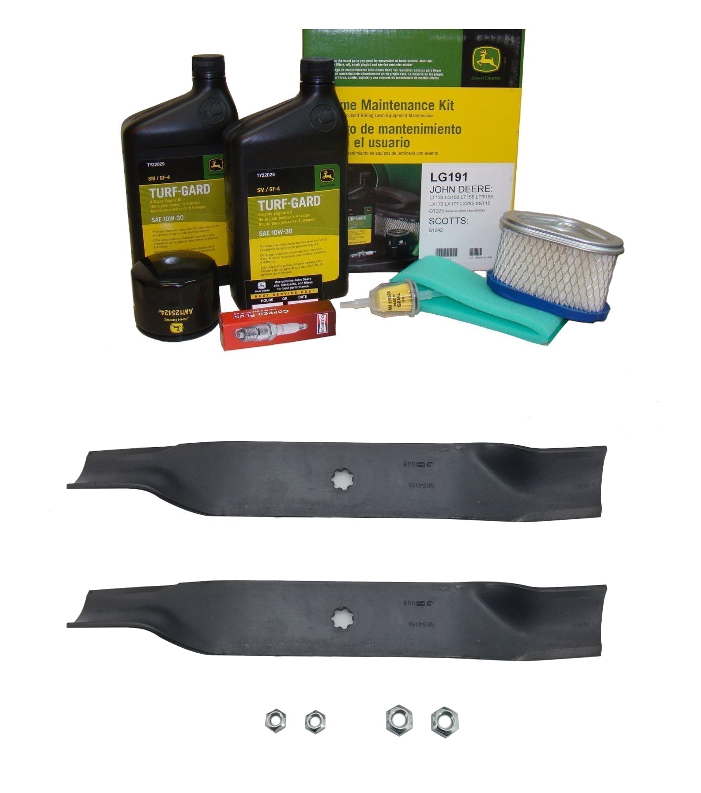 John Deere Original Equipment Model LX173 Maintenance Kit + HighLift Blades, 38" Mower Deck