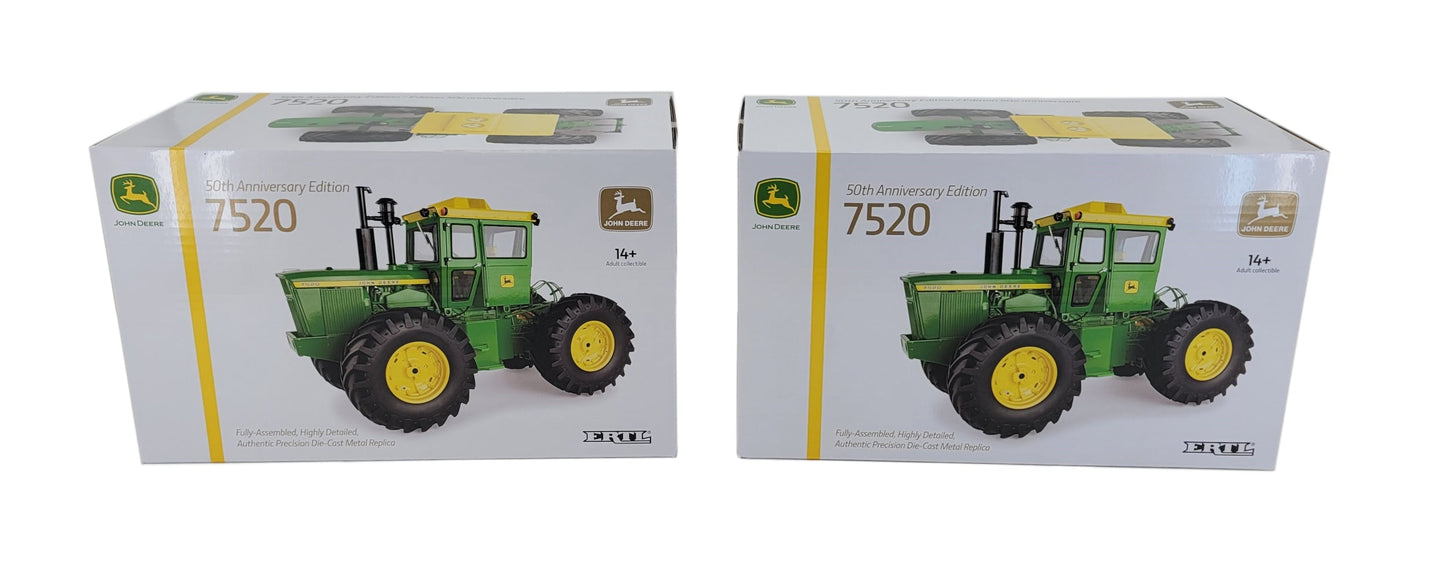 1/16 John Deere (SET OF 2) "50th Anniversary Edition" 7520 Precision Tractor Toy - LP82780,2