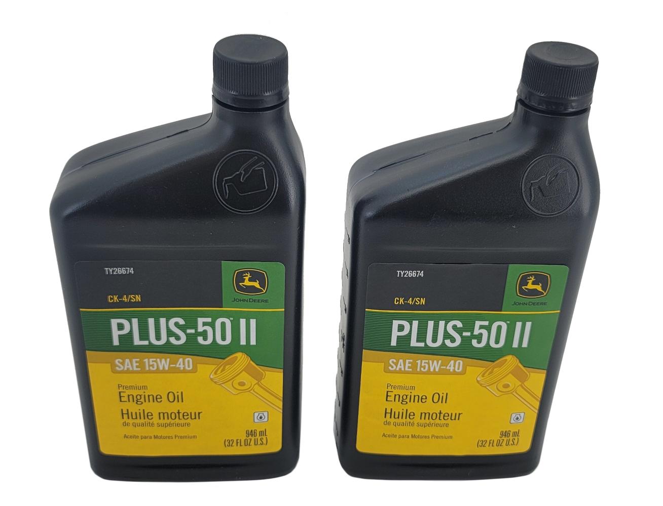 John Deere Original Equipment 2 QUARTS. Plus-50 II SAE 15W-40 Oil #TY26674 (2)