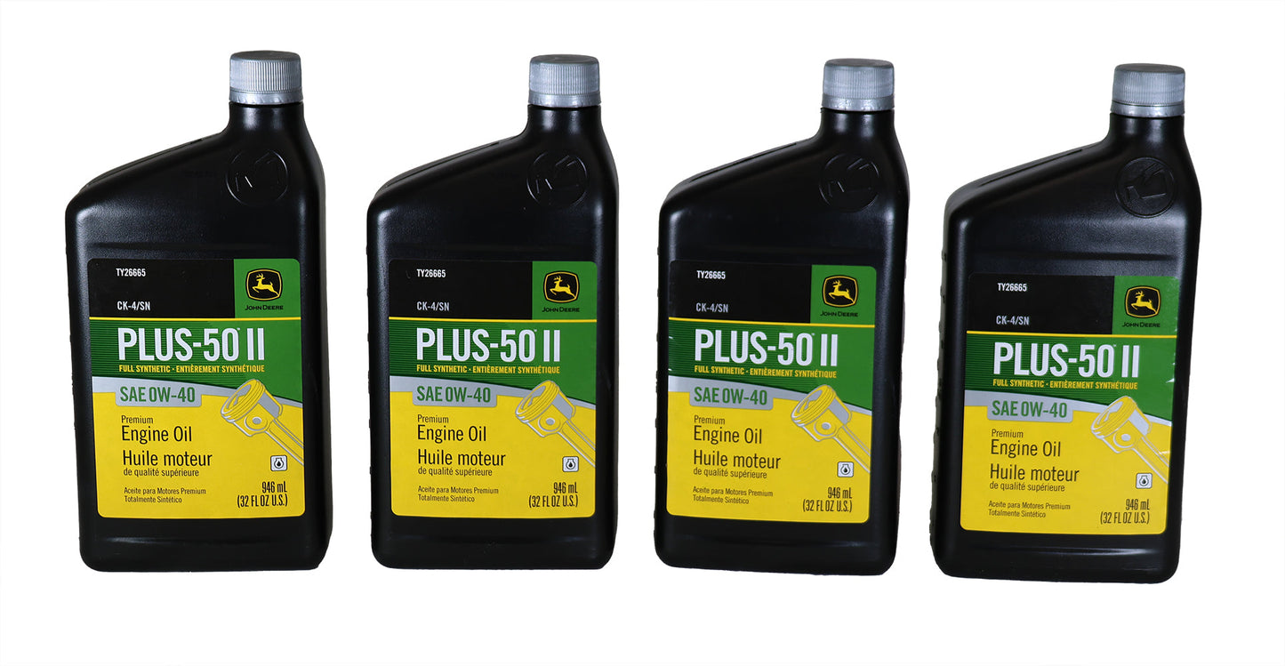 John Deere (4 PACK) Plus-50 II Full Synthetic SAE 0W-40 Engine Oil - TY26665