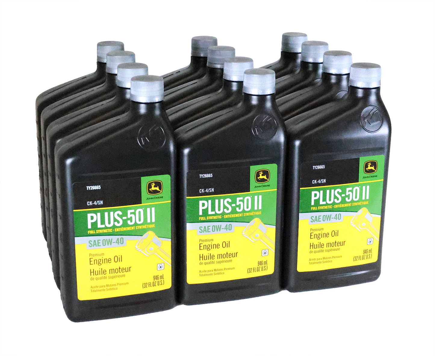 John Deere (12 PACK) Plus-50 II Full Synthetic SAE 0W-40 Engine Oil - TY26665