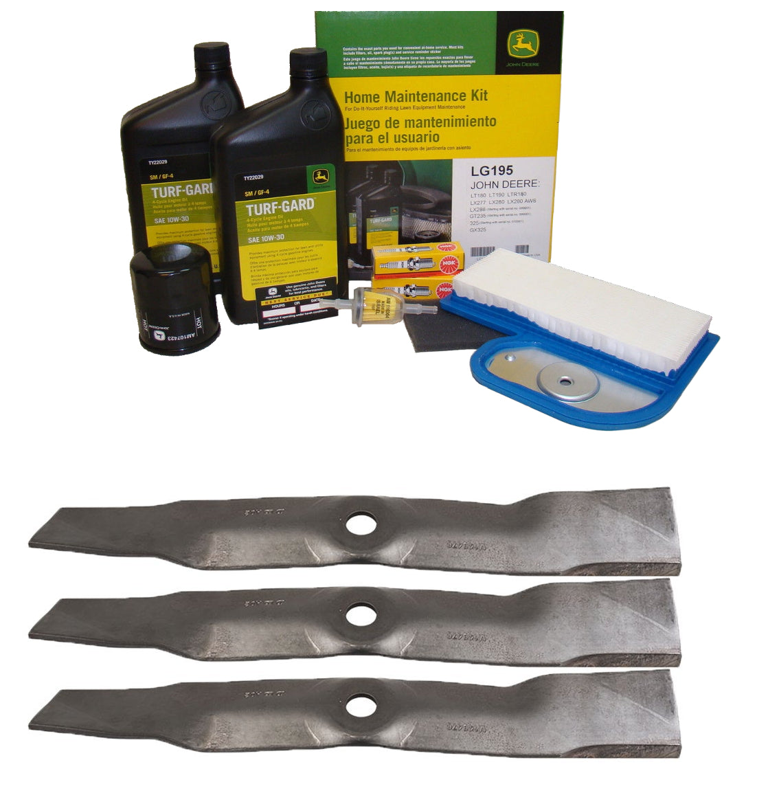 John Deere Original Equipment Model LT190 Maintenance Kit + Standard Blades