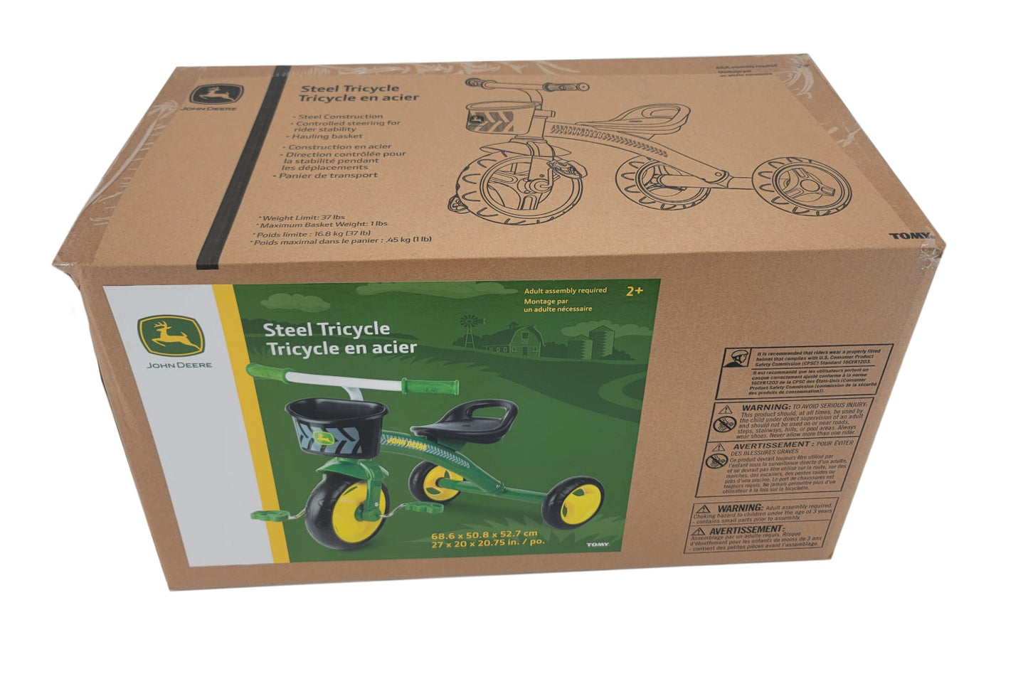 John Deere Ride On Steel Tricycle with Basket - LP76753