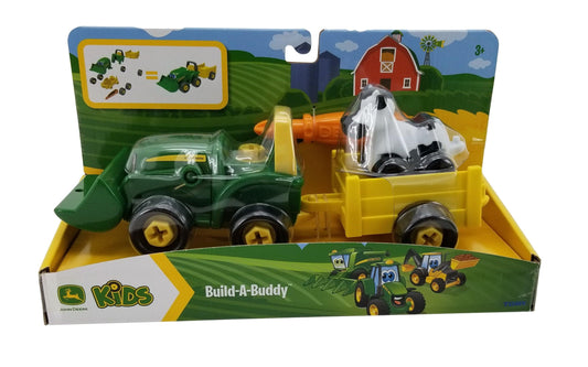 "John Deere Build-a-Buddy - Bonnie Scoop Tractor with Wagon, Cow and Screwdriver"