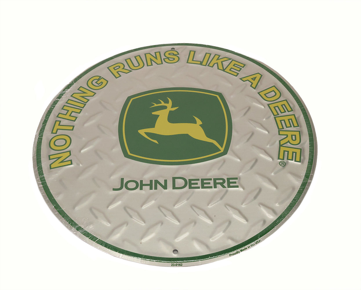 John Deere Round Silver Logo Metal Sign - LP85808