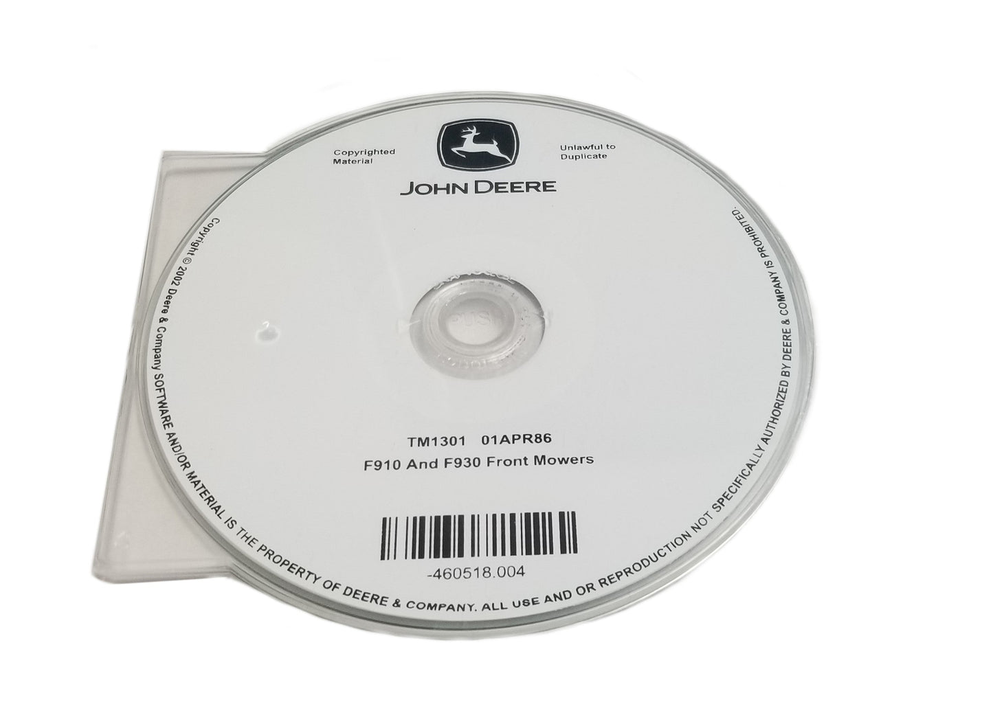 John Deere F910/F930 Front Mowers Technical CD Manual - TM1301CD