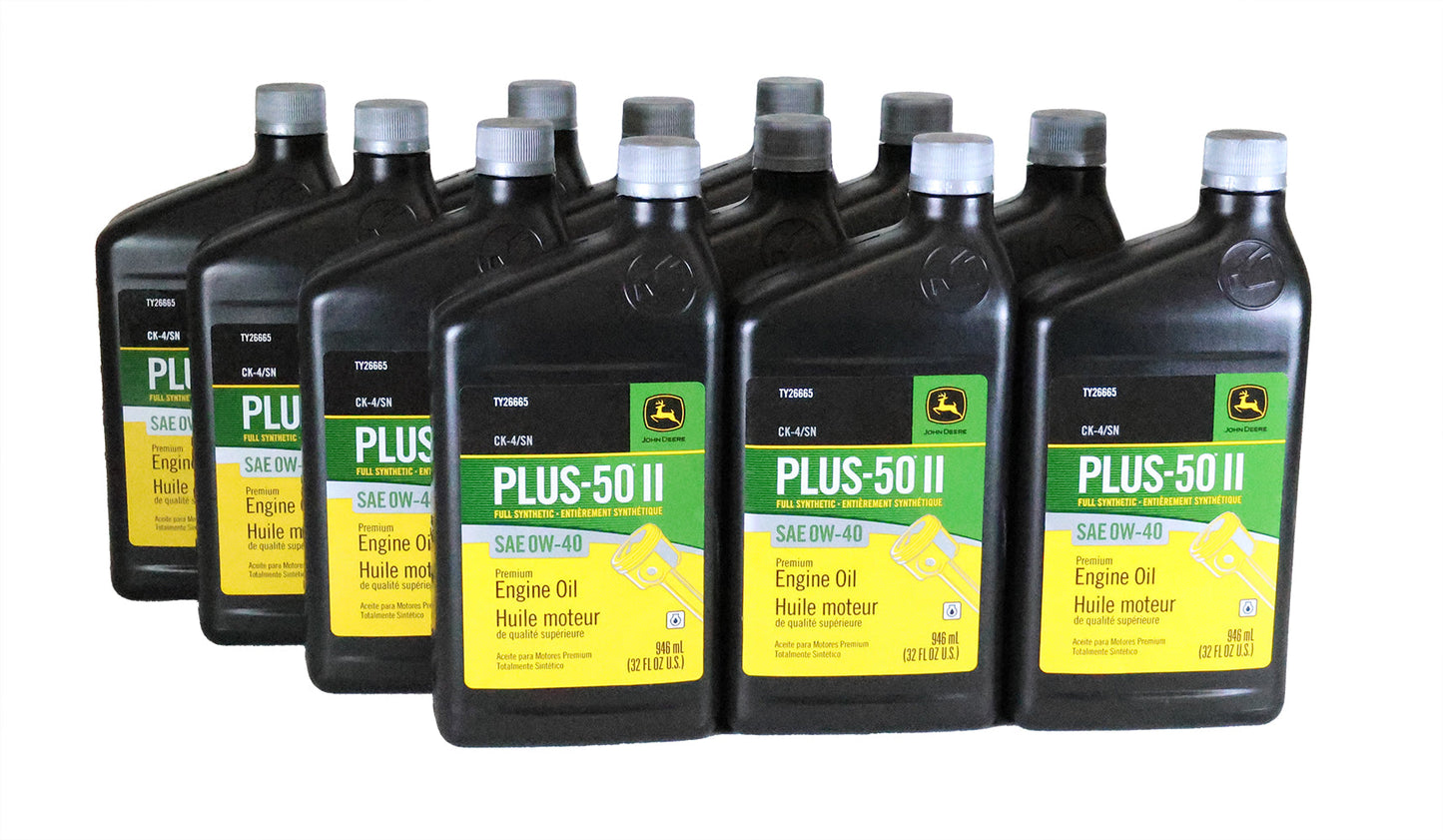 John Deere (12 PACK) Plus-50 II Full Synthetic SAE 0W-40 Engine Oil - TY26665