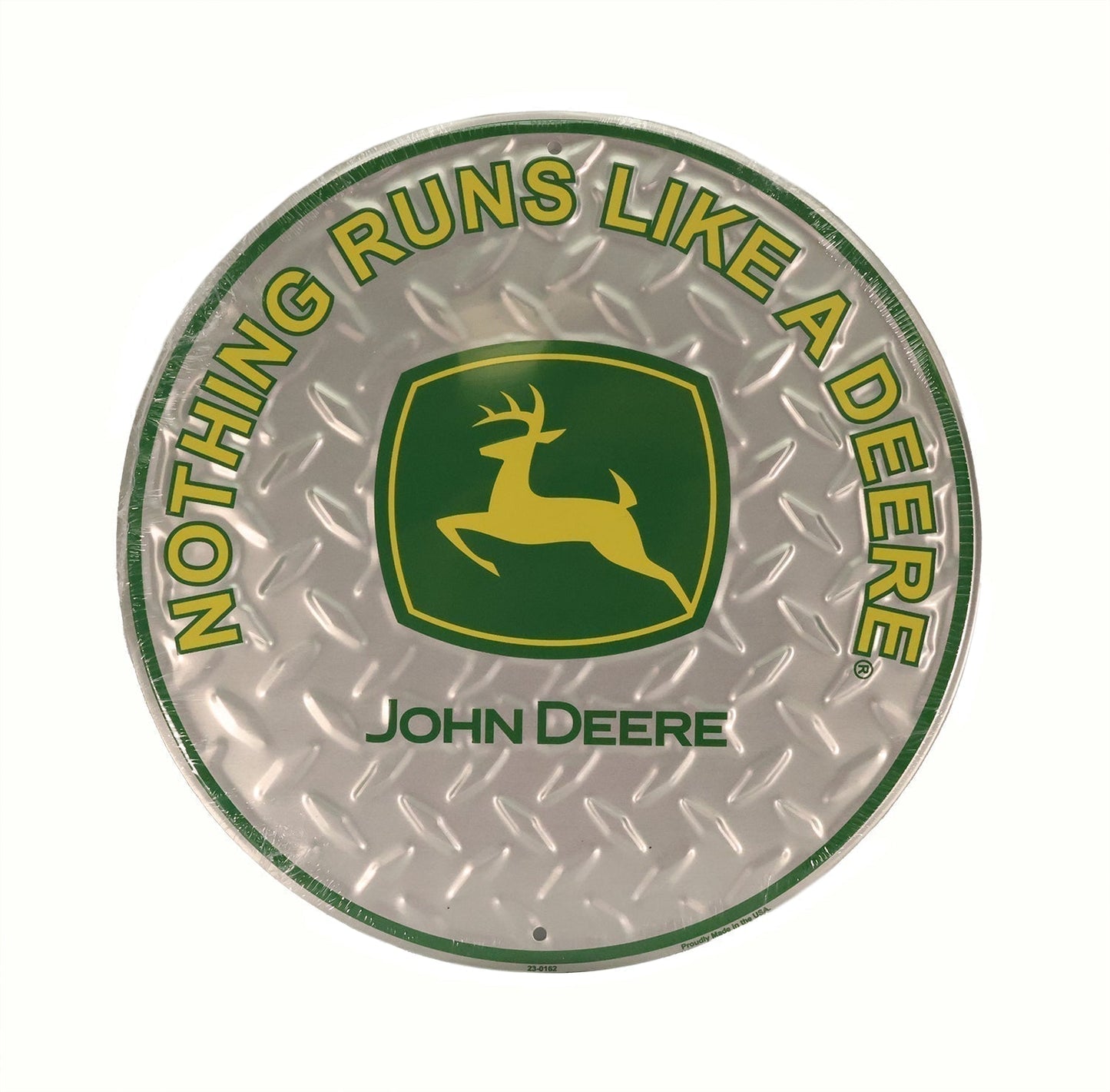 John Deere Round Silver Logo Metal Sign - LP85808