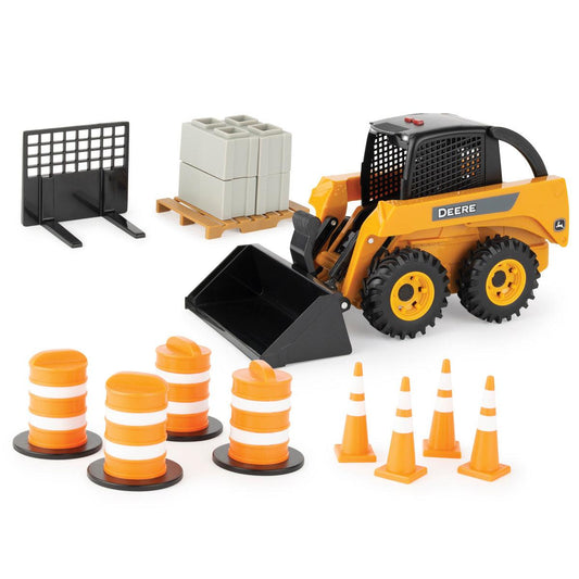 1/16 John Deere Big Farm Skid Steer Set with Barrels and Cones - LP77344