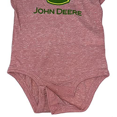 John Deere Infant Short Sleeve Pink Mauve One Piece Bodysuit Sizes 6, 12, 18 Months