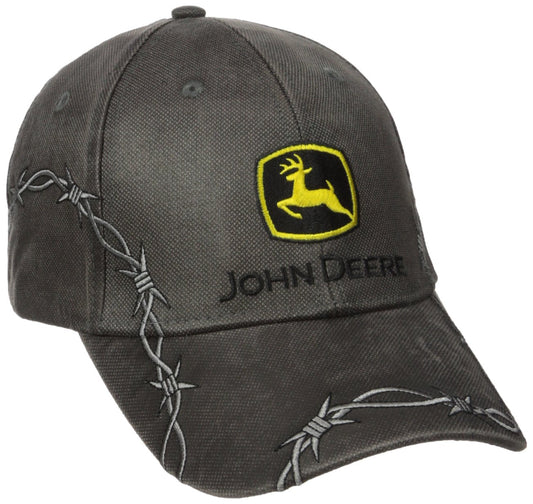John Deere Men's Embroidered Construction Logo Waxed Cotton Charcoal Hat/Cap - LP50037