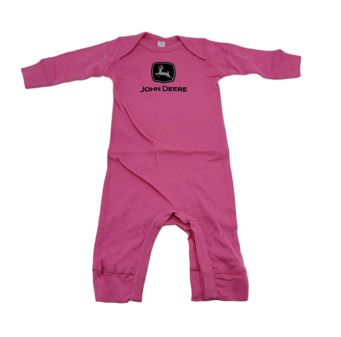 John Deere Baby Girl Long Sleeve Romper with Logo-Raspberry - 6M - LP75862