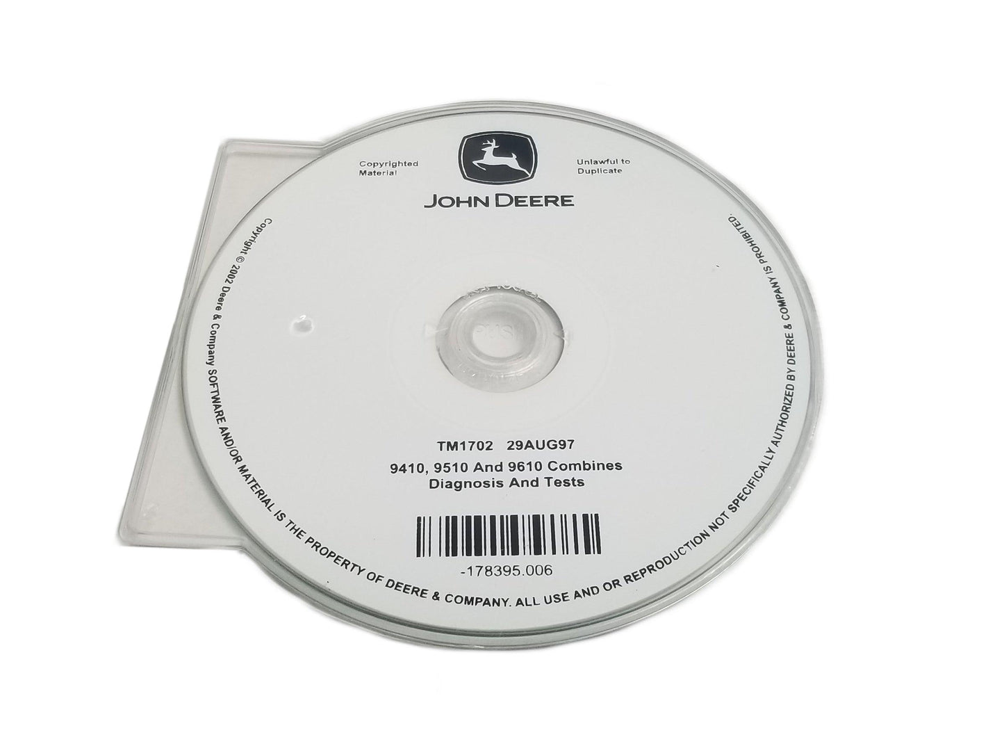 John Deere 9410/9510/9610 Combines Operation & Test Technical CD Manual - TM1702CD