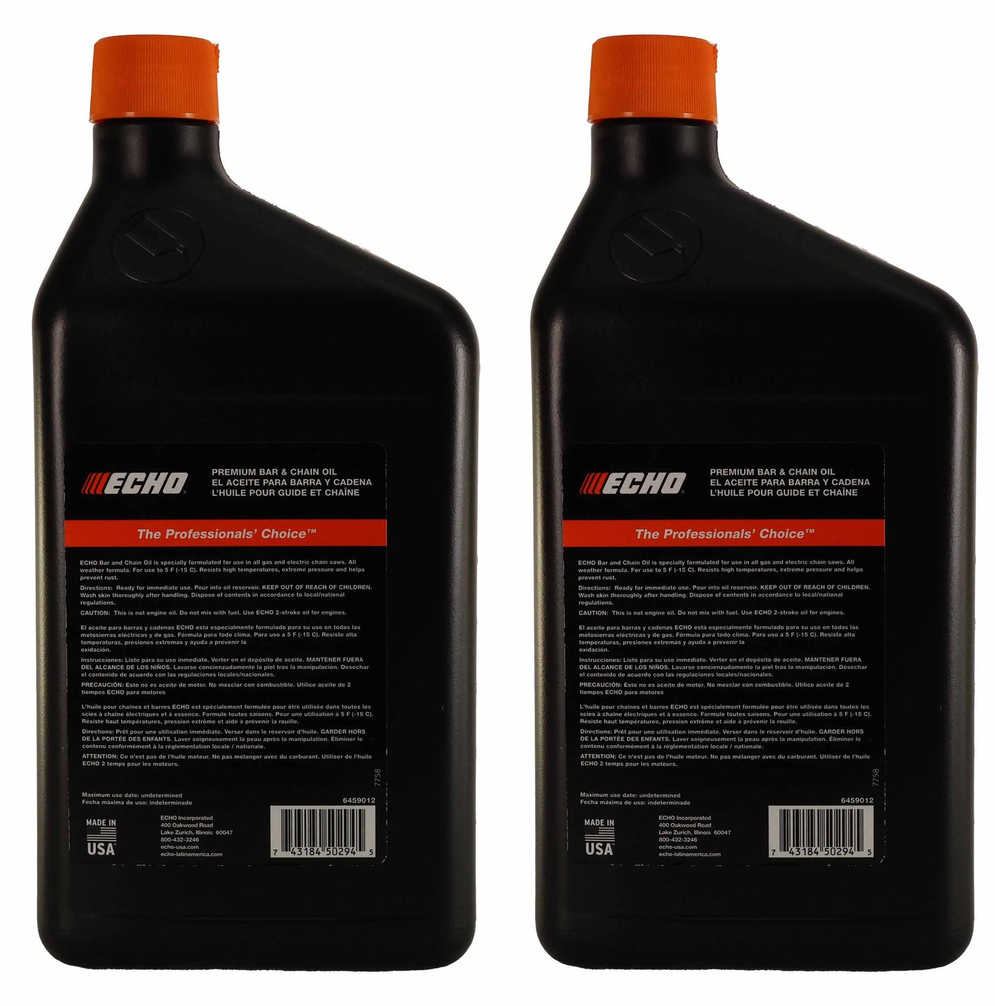 Echo Original Equipment 2-PACK Premium Bar and Chain Oil (1 Quart Bottle) - 6459012