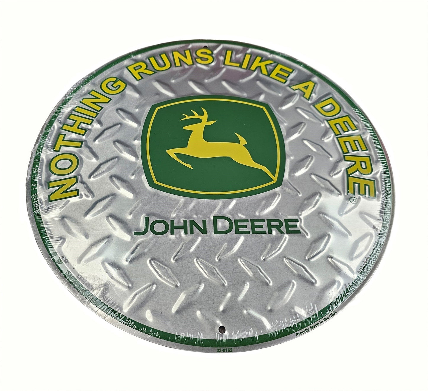 John Deere Round Silver Logo Metal Sign - LP85808