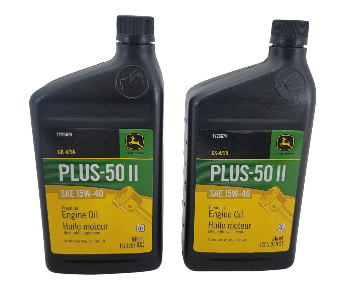 John Deere Original Equipment 2 QUARTS. Plus-50 II SAE 15W-40 Oil #TY26674 (2)