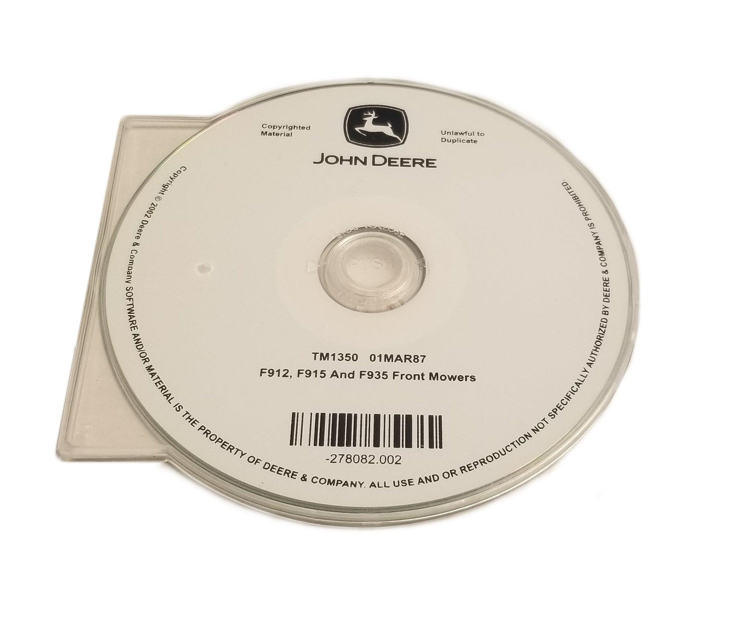 John Deere F912/F915/F935 Front Mowers Technical Manual CD - TM1350CD