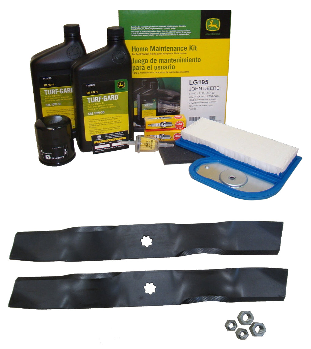 John Deere Original Equipment Model LX288 (S.N. 090,001-) Maintenance Kit + Mulching Blades, 38" Mower Deck