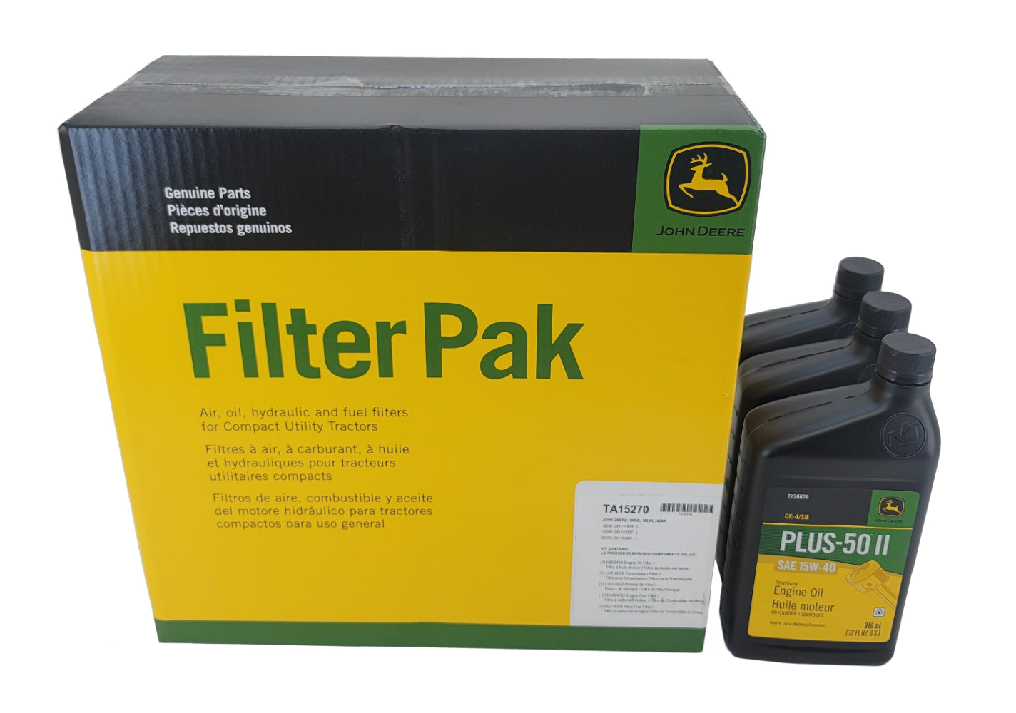 John Deere Original Equipment Filter Pak with Oil Kit - TA15270A