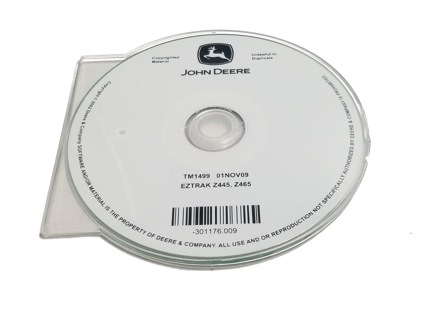 John Deere Z445/Z465 EZTrak Mowers Technical CD Manual - TM1499CD