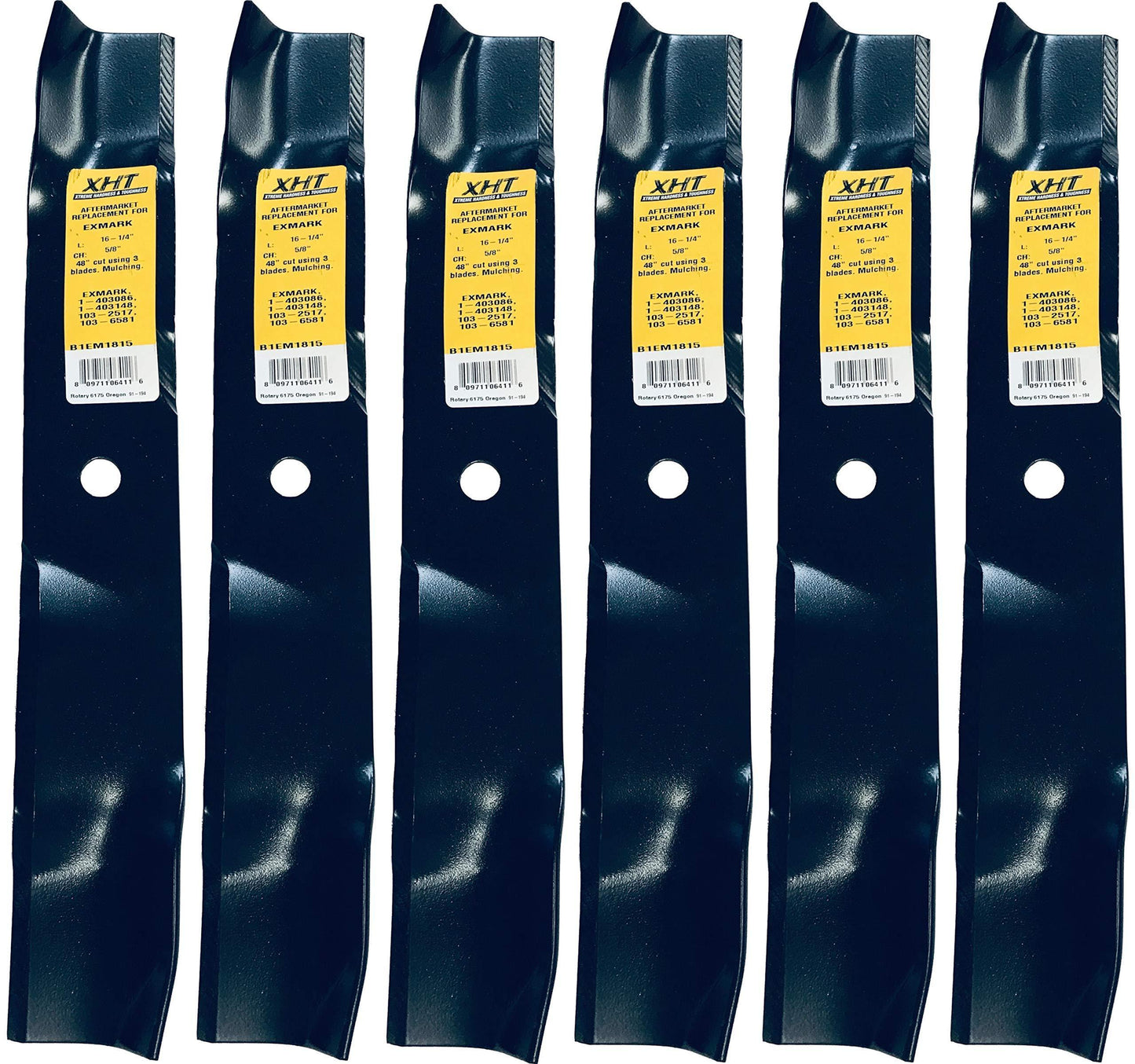 A&I XHT 16-1/4", 5/8" Mulching Mower Blade (Set of 6) - B1EM1815,6