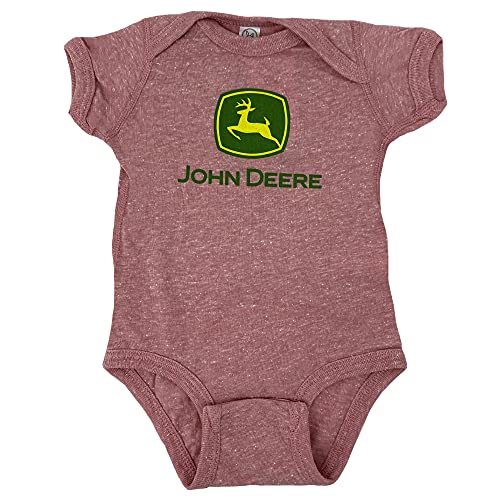 John Deere Infant Short Sleeve Pink Mauve One Piece Bodysuit Sizes 6, 12, 18 Months