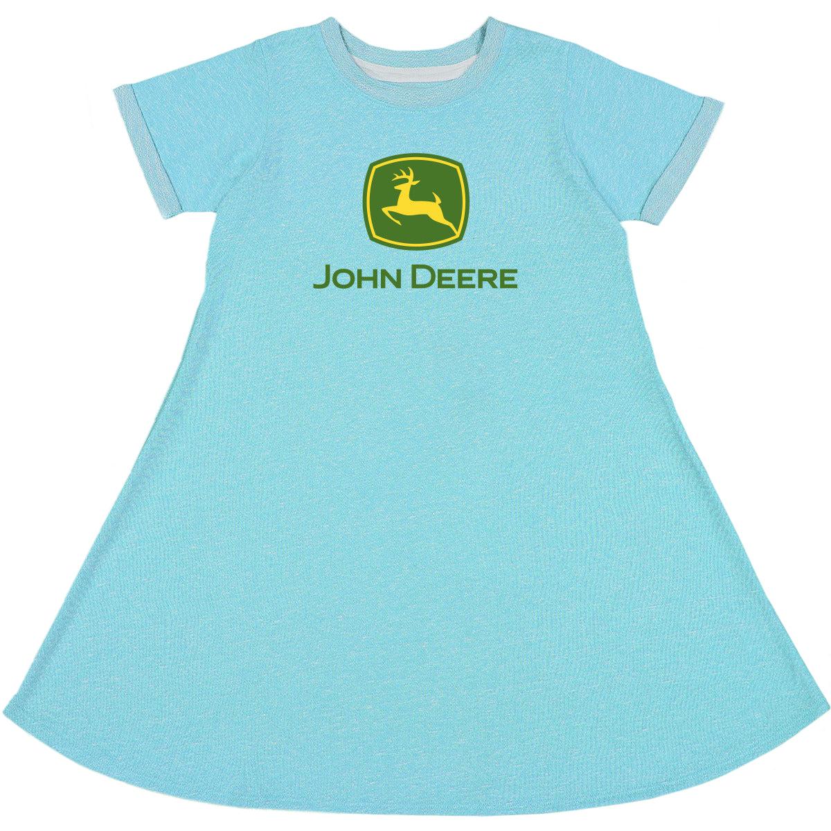 John Deere Youth Short Sleeve Twirl Dress-Turquoise (XS) - LP75588