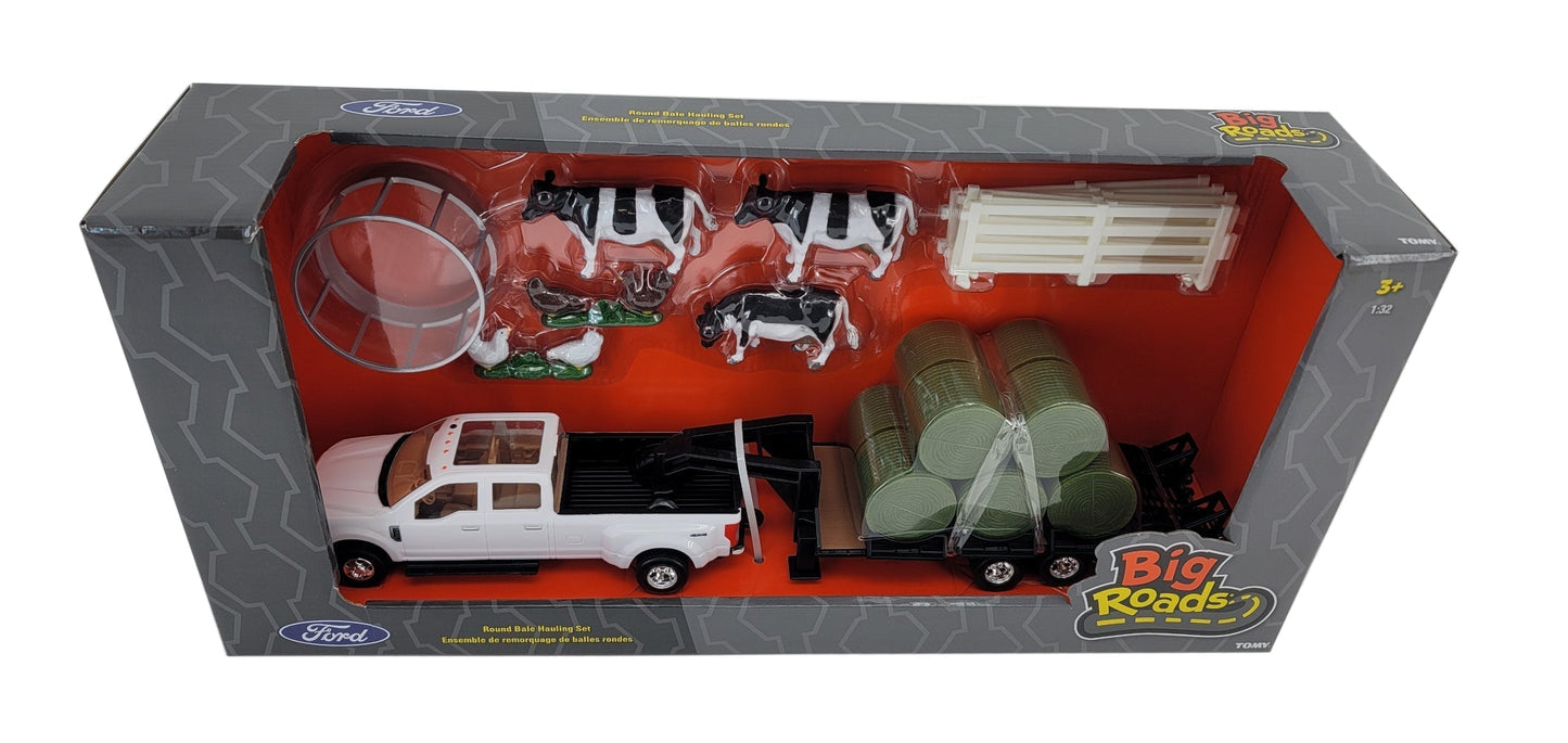 1/32 Big Roads Ford Truck w/ Round Bales Hauling Set Toy - LP82786