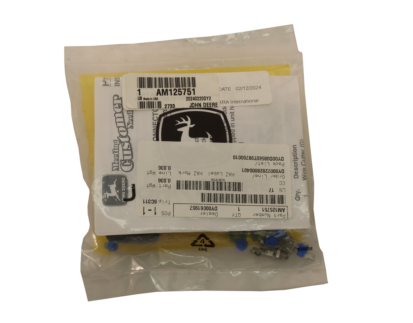 John Deere Original Equipment Electrical Connector Seal - AM125751