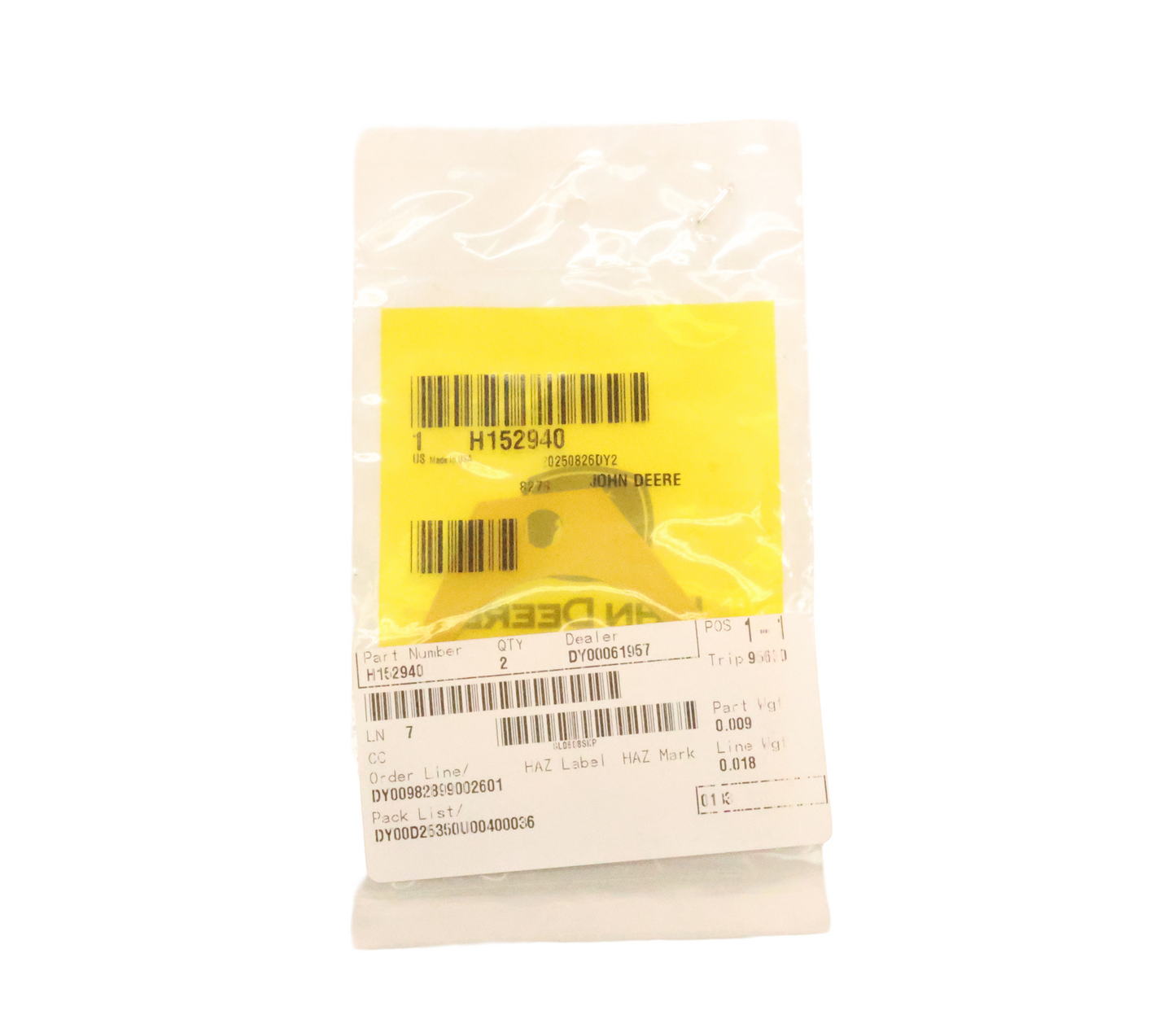 John Deere Original Equipment Plastic Gasket - H152940