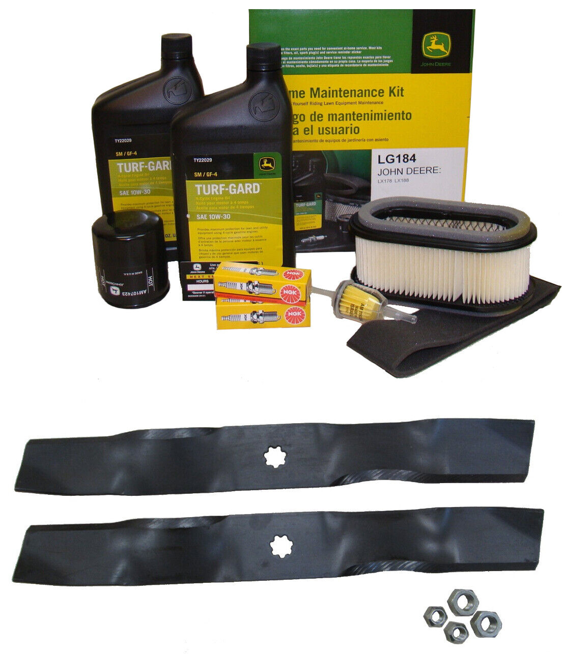 John Deere Original Equipment Model LX178 Maintenance Kit + Mulching Blades, 38" Mower Deck